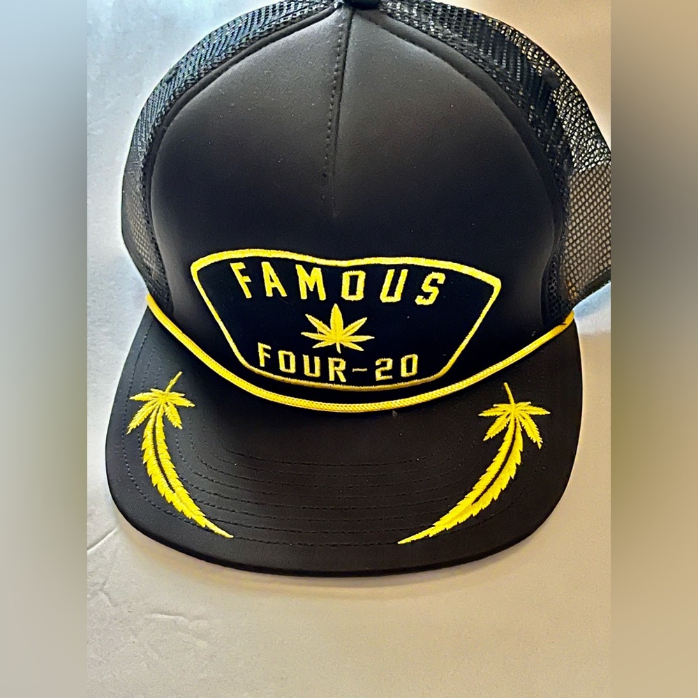Famous 420 Trucker Hat, Gold and black